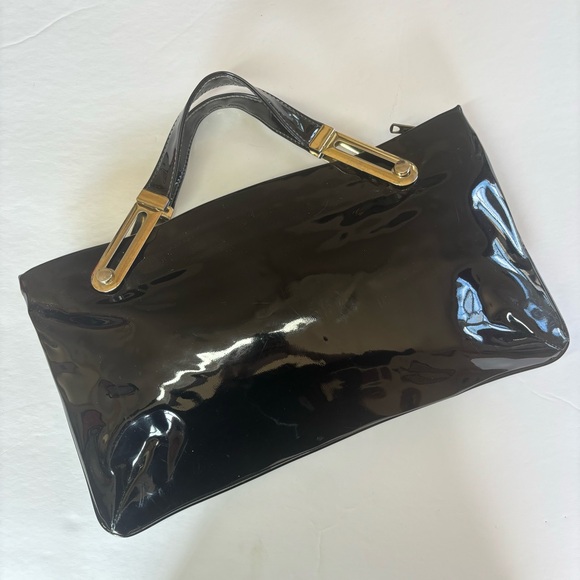 Vintage Black Vinyl Convertible Clutch - Picture 2 of 6
